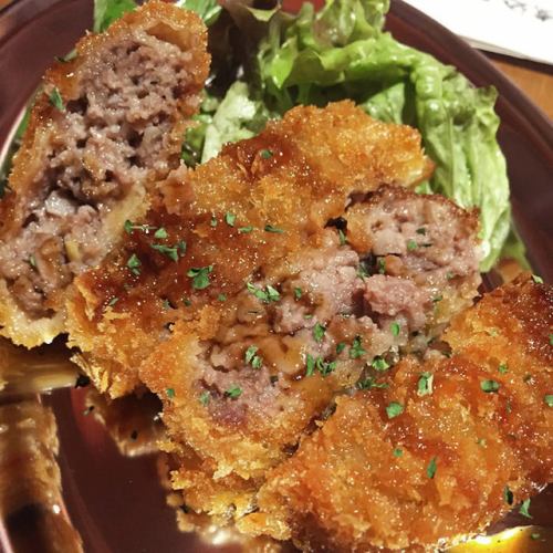 Beef tongue minced meat cutlet