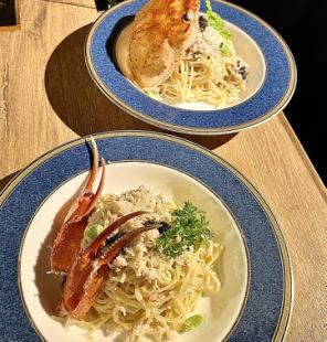 Chilled snow crab capellini with basil jelly
