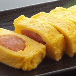 Rolled omelet with cod roe