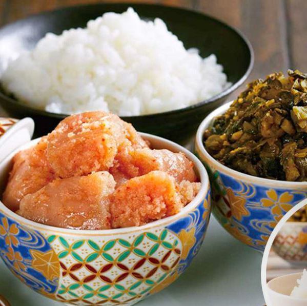 ランチで福岡の名店やまやの明太子食べ放題。さらにからし高菜も