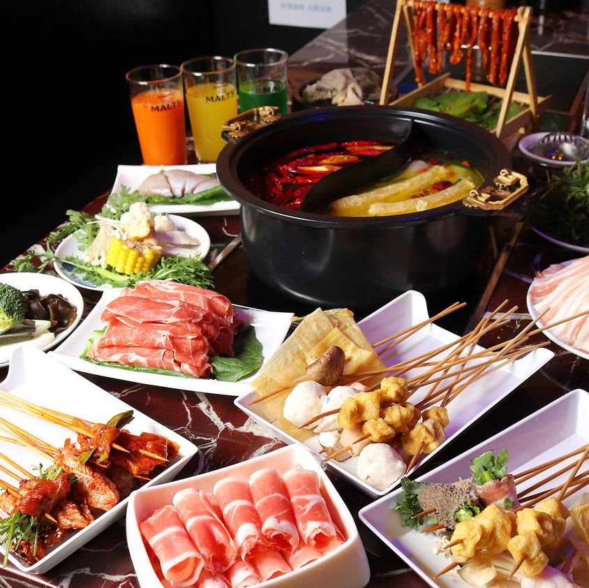 All-you-can-eat for 100 minutes to enjoy hot pot and authentic Chinese food as much as you like ⇒ 2888 yen ♪