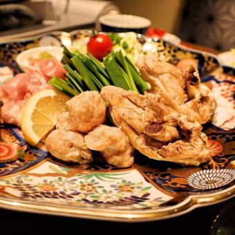 【１番人気】名物水炊きと国産鶏炭焼きタタキのプチ贅沢コース！2時間飲み放題付11品5,000円