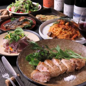 平日(日~木)3時間貸切コース！みかわポークとお好み焼きのボリューム満点コース(120分飲み放題付