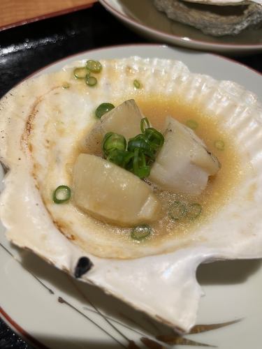 Grilled scallops with ginjo sake