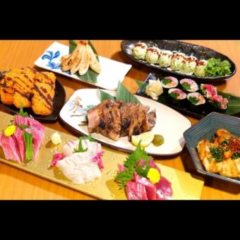 宮城県産生まぐろと蔵王ブランド豚JapanXを楽しめるコース 120分飲み放題 6000円
