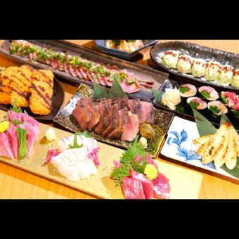 宮城産生まぐろと厚切り牛たん、仙台牛ローストビーフを楽しむ贅沢コース 120分飲み放題 8000円