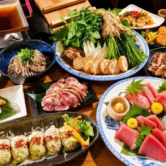 【せり鍋と宮城産生まぐろ、ブランド豚JapanXを楽しむコース】120分飲放付7品 7000円