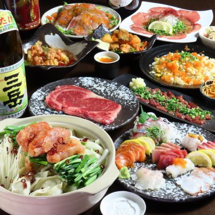 ■Private room information■120 minutes all-you-can-drink 11 dishes for 6,000 yen ≪Mentaiko motsunabe/6 kinds of sashimi/Wagyu sirloin steak etc.≫