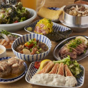 とんぼ『ん』満喫コース（2時間飲み放題付き）当日可。肉汁！栗豚焼売、サーモン親子レアカツ等