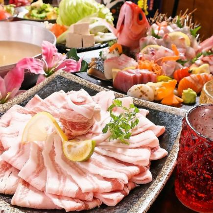 [3-hour all-you-can-drink included] Premium course with Agu pork shabu-shabu and Agu pork steak - 12 dishes, 8000 yen