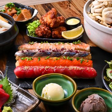 華やかな創作寿司が楽しめるコース各種あり♪2H飲放付4000円～!!