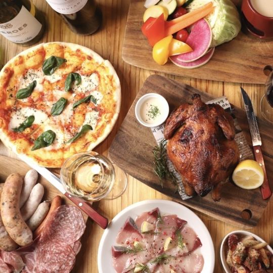 [2H all-you-can-drink included] 7 dishes including Japanese Hijo and pizza of your choice ☆ Standard course 4,000 yen (tax included)