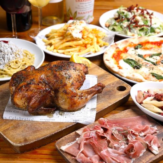 忘年会に♪【2H飲み放題付】和ヒージョや選べるピザなど全7品☆スタンダードコース4,000円(税込)