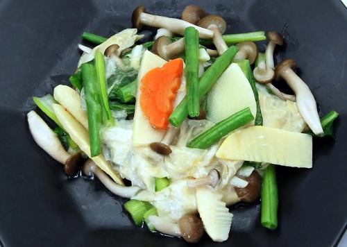 青菜と湯葉の炒め