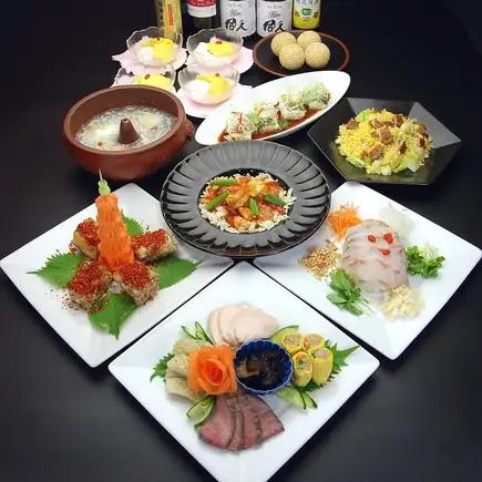 【要予約】夏の万葉(まんよう)コース鯛のお刺身やフカヒレスープなど全9品6600円(税込)