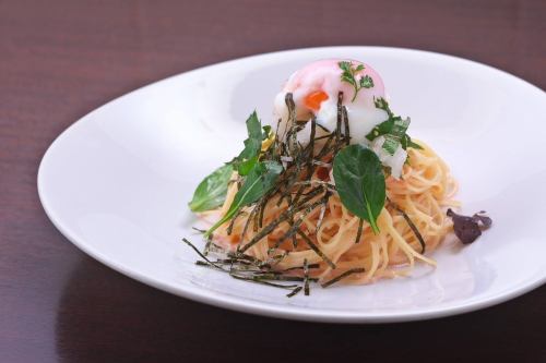 明太子おろしと温玉のカッペリーニ