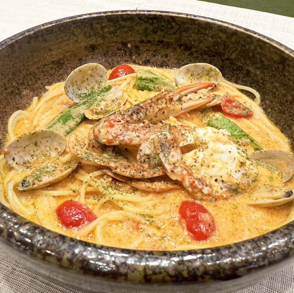 渡り蟹のビスクスープパスタ