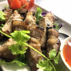 Pork satay marinated in lemongrass