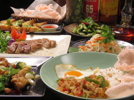 非常适合迎新会和欢送会！民族风味套餐，含甜点和无限畅饮，仅需4900日元。