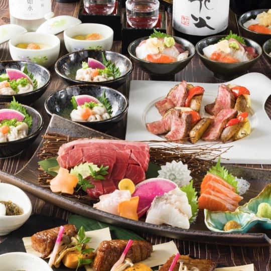 6月!姫キンキの塩焼き・道産牛サーロインステーキ・茶碗蒸し・海鮮丼120分飲放題付7000円