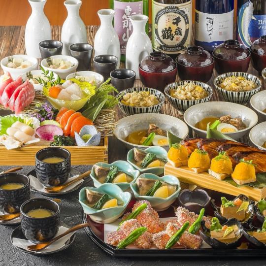December year-end party! Luxurious! 5-kind assortment, chawanmushi, Hokkaido beef, seafood sushi, 120 minutes of all-you-can-drink for 7,000 yen