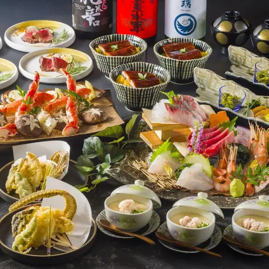 12月忘年会！超特選！牡丹海老・タラバ蟹・八角天婦羅・道産牛・鰻蒲焼き丼120分飲放題付10000円