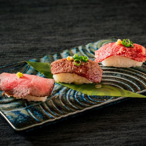 超おすすめ！こだわり肉寿司の三種盛り