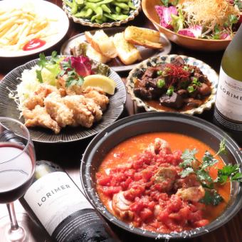{Monday to Thursday only!} 120-minute all-you-can-drink course (no beer) 7 dishes total 3,000 yen (tax included)