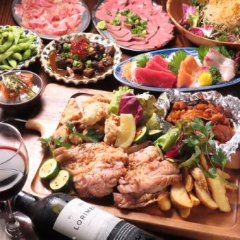 All-you-can-drink bottled beer included: Full course of 11 dishes including sashimi and roast beef, 5,500 yen (tax included)