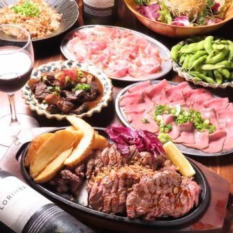 Angus beef steak course with 8 dishes including stewed dote and prosciutto, 5,500 yen (tax included)