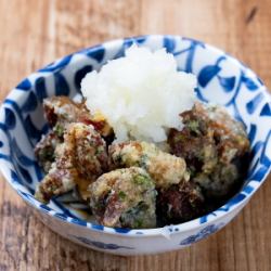 Deep-fried horumon (hormone) with ponzu sauce
