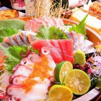 "Tuna Box Fresh Fish" course ★ 10 dishes including 4 kinds of fresh fish, nigiri sushi, and tempura + 2 hours [all-you-can-drink] 6,300 yen ⇒ 5,300 yen