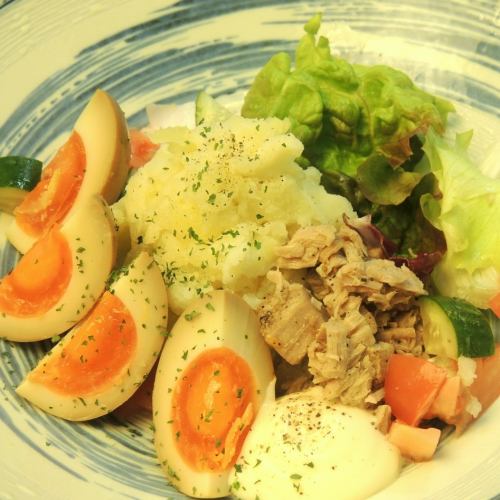 Tuna and boiled egg potato salad