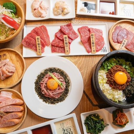 【肉神會套餐】石鍋拌飯、冷麵、台灣石鍋燒任選120分鐘無限暢飲7,700日元◆共16道菜品