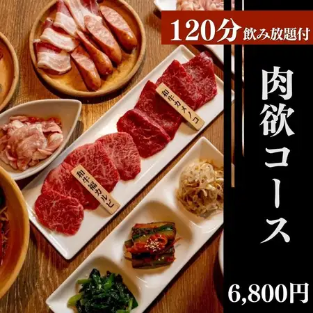 [120-minute all-you-can-drink included] The "Meat Lover's Course" allows you to enjoy a variety of meats including Japanese Black Wagyu beef, domestic pork, and offal.