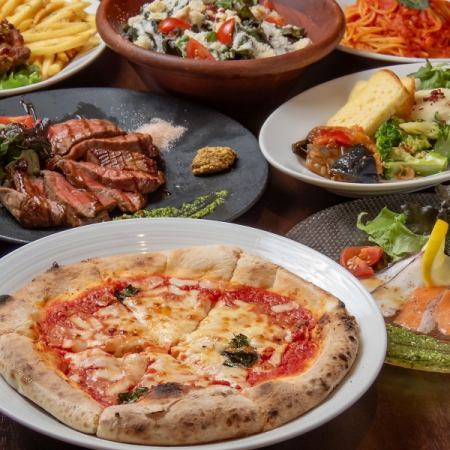 Enjoy our signature oven-baked pizza in this satisfying 9-course meal with all-you-can-drink for 2 hours♪ *2 hours on Fridays, Saturdays, and before holidays