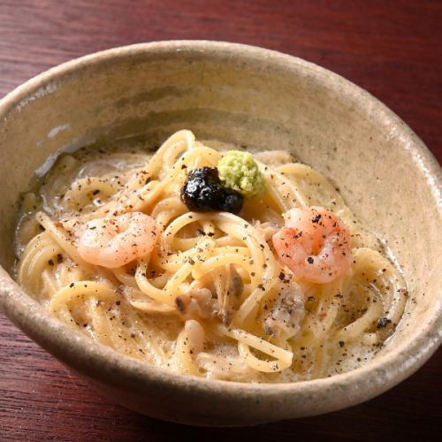 海苔佃煮とわさびクリームパスタ