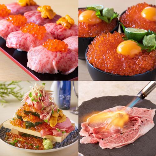 〈和牛炙り肉寿司〉いくらやうにのトッピングは当店でしか味わえません。口の中でとろける事間違いなし！