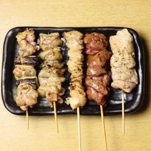 Assorted 5 kinds of Daisen chicken skewers