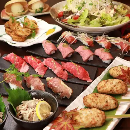 3H食べ飲み【豪華肉寿司食べ放題コース】6種の肉寿司に贅沢肉料理が食べ放題!5000円⇒3500円