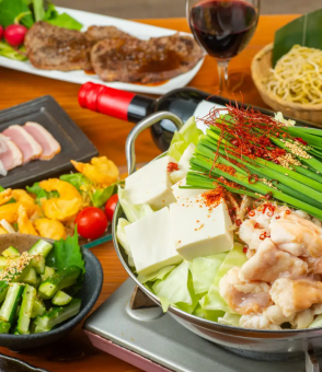 Utage Course: 8-course meal with luxurious beef steak and a choice of hotpot + 110 minutes of all-you-can-drink (Fridays, Saturdays, and days before holidays: +550 yen)