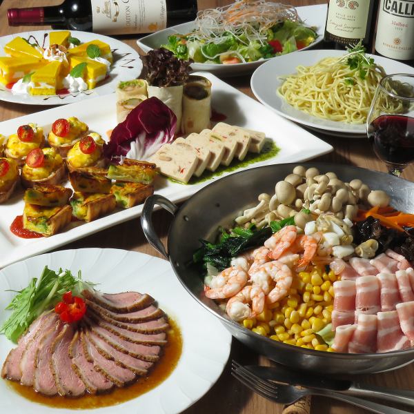 ご宴会におすすめ◎お洒落な空間でイタリアンを堪能!2時間飲み放題付きコースは5,000円(税込)から