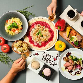 《記念日プラン》季節のおすすめパスタやメイン料理など、お祝い向けプラン◎