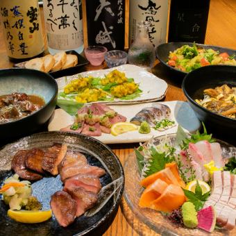 【個室確約】～燈akariコース～各種宴会,接待に!豊洲直送鮮魚・炙り盛り合わせ　2h飲放付6,000円