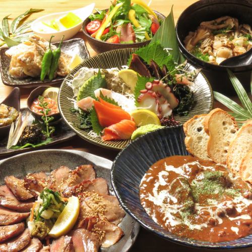 【個室確約】『燈 -あかり-』旬の新鮮食材を堪能コース：8品＋2時間飲み放題：6500円⇒6000円