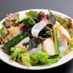 タコとたたき胡瓜の豆富サラダ