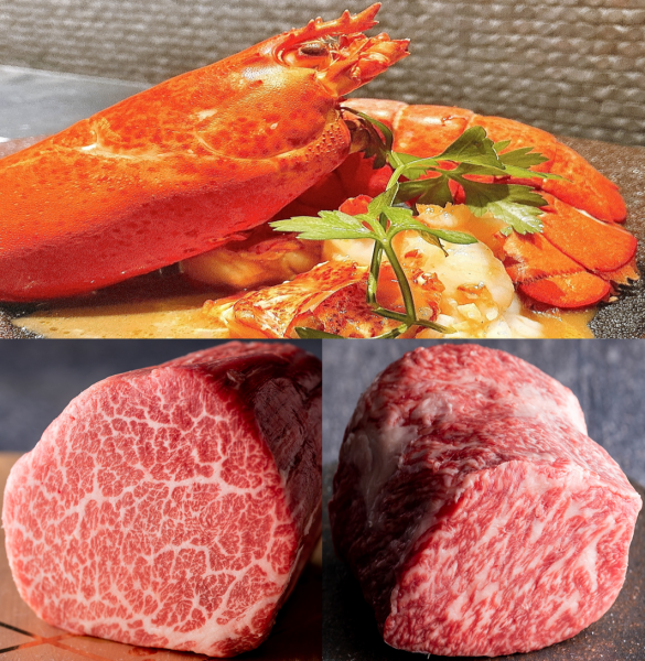 Lobster & fillet and sirloin steak course