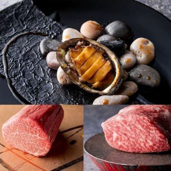 Abalone & fillet/sirloin steak course 10,500 yen