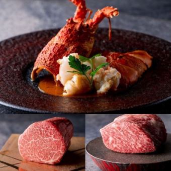 五月龍蝦＆菲力牛排和沙朗牛排套餐 13,000日元