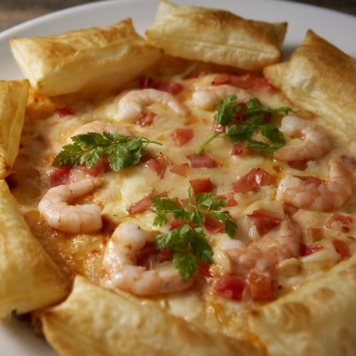 Shrimp pie pizza